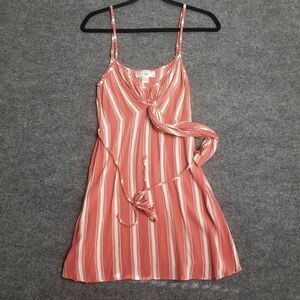 Band of Gypsies Women pink coral ivory striped cute beachy boho Casual Dress S